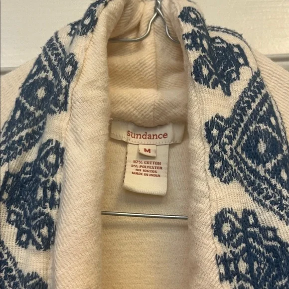 Sundance Cream Open-Front Cardigan Jacket with Red & Blue Pattern - Picture 2 of 13